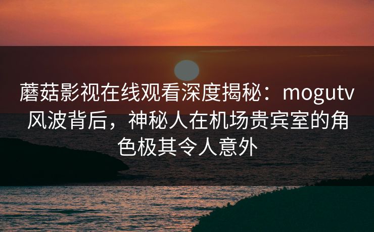 蘑菇影视在线观看深度揭秘：mogutv风波背后，神秘人在机场贵宾室的角色极其令人意外
