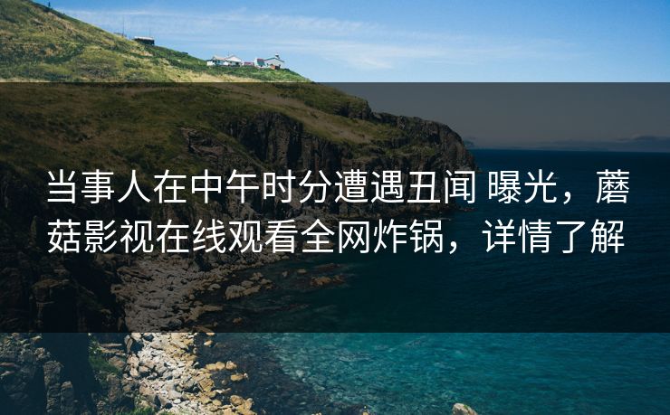 当事人在中午时分遭遇丑闻 曝光，蘑菇影视在线观看全网炸锅，详情了解