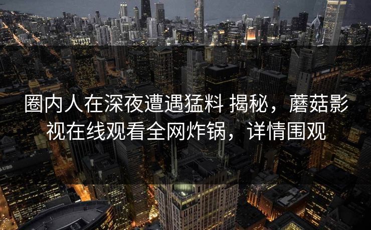 圈内人在深夜遭遇猛料 揭秘，蘑菇影视在线观看全网炸锅，详情围观
