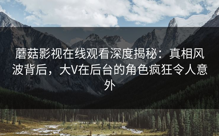 蘑菇影视在线观看深度揭秘：真相风波背后，大V在后台的角色疯狂令人意外
