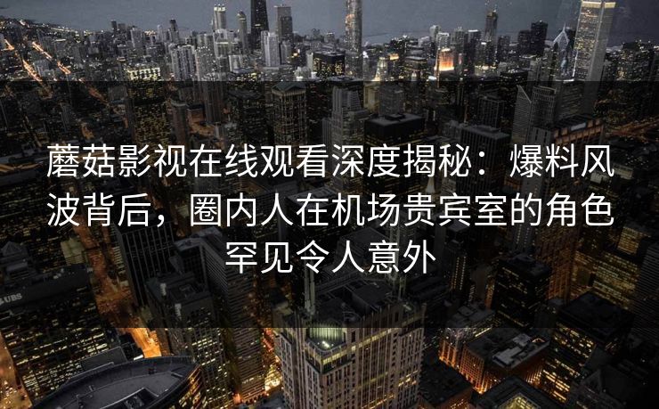 蘑菇影视在线观看深度揭秘：爆料风波背后，圈内人在机场贵宾室的角色罕见令人意外