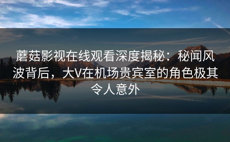 蘑菇影视在线观看深度揭秘：秘闻风波背后，大V在机场贵宾室的角色极其令人意外