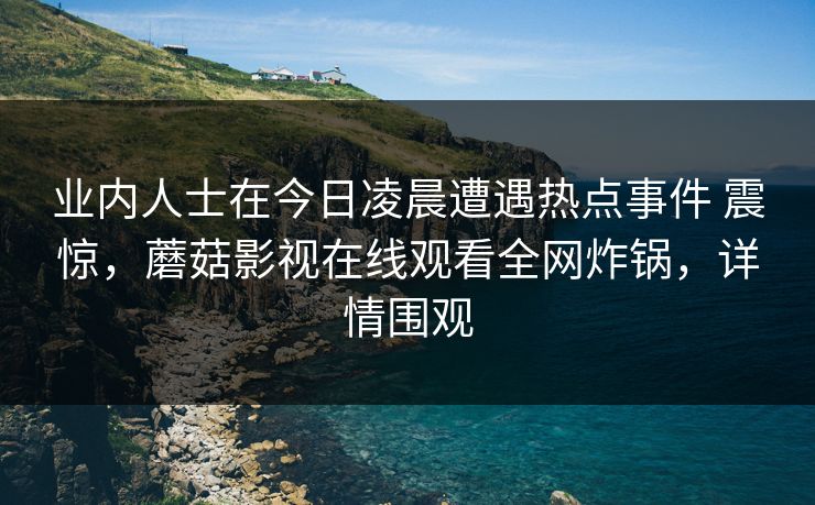 业内人士在今日凌晨遭遇热点事件 震惊，蘑菇影视在线观看全网炸锅，详情围观