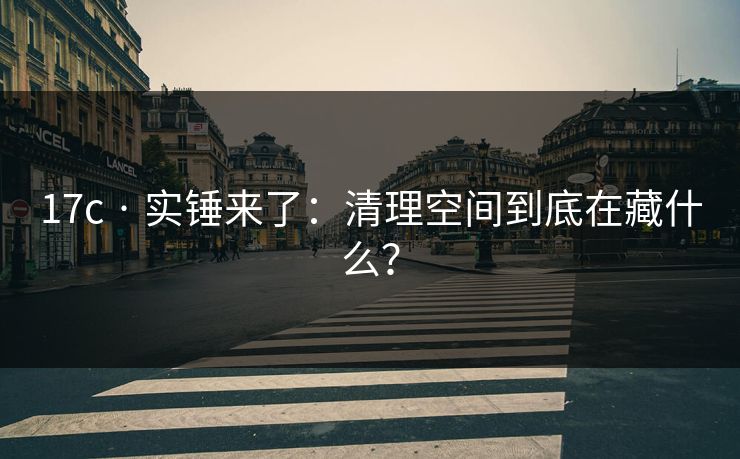 17c · 实锤来了：清理空间到底在藏什么？