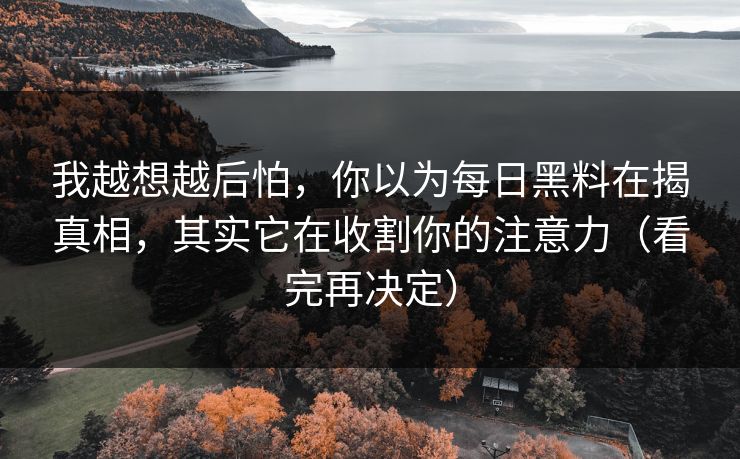 我越想越后怕，你以为每日黑料在揭真相，其实它在收割你的注意力（看完再决定）