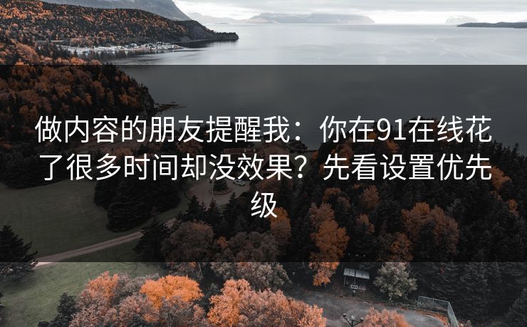 做内容的朋友提醒我：你在91在线花了很多时间却没效果？先看设置优先级